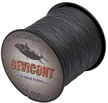 Gevicont - Sedal de pesca trenzada de polietileno de 1500 m a 1640 yardas, 8 hebras, 10 libras, 200 libras, multifilamento, para pesca de carpas, negro, 1640Yds(1500m)-200lb(90.7kg)-0.75mm