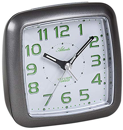 Atlanta Wecker analog ohne Ticken mit Licht Grau - 1974-4