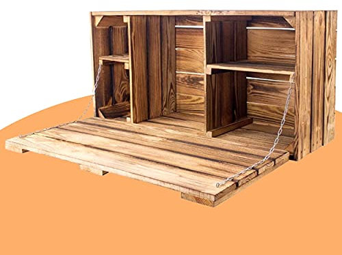 Stabile geflammte Holzkiste, schön als Hängeschrank/Minibar antik mit Klapptür | 81x41x31cm | Neu | für Unterlagen oder auch als Hängebar Obstkiste | Weinkiste | Apfelkiste