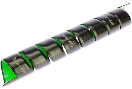 Safeplast Bio Hydraulik Schlauchschutz Spirale Ø 16 mm, Kabelschutz für Hydraulikschlauch, Kabelspirale mit Verschleißanzeige, Flexibler kabelschlauch, UV-beständig, schwarz-grün, 10 m Länge