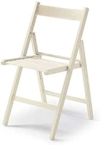 Dmora - Moderner Klappstuhl aus Holz, für Balkon oder Garten, cm 42x48h79, Sitzhöhe cm 47, Farbe weiß