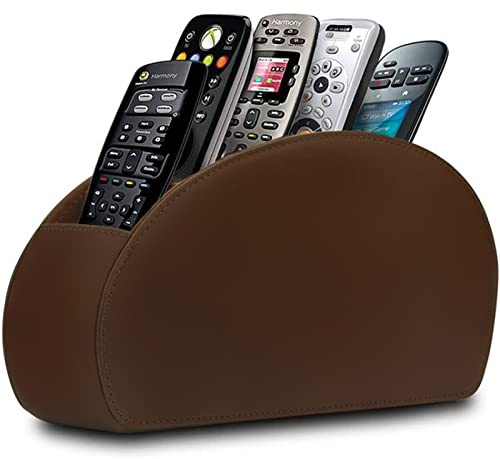 RHCSZ Supporto per telecomando con 5 scomparti, organizer da scrivania per controller, occhiali e lettore multimediale, portapenne (marrone)