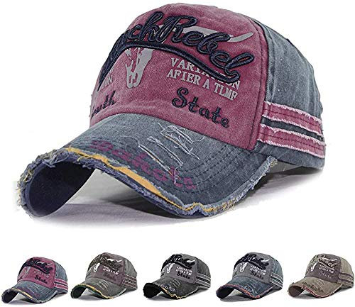 AVASAGS Baseball Kappe für Männer und Frauen, Vintage Baseballmütze Basecap Baseballcap, Outdoor Freizeit Einstellbare Retro Mützen Caps Kappe (A-Rot)