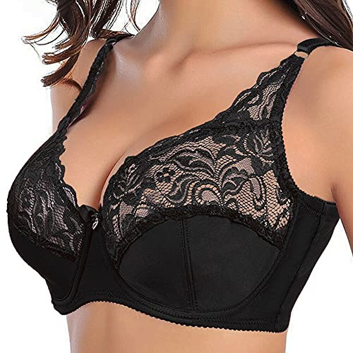 Sujetador Sin Relleno con Aros Cómodo con Copas Suave Encaje Escotado Sexy Mujer