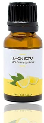 Leucosia Olio Essenziale Limone Extra 15ml, 100% Puro e Naturale, Oli Essenziali per Diffusori, Aromaterapia e Massaggi, Tonificante, Antinfiammatorio, Profumatore Casa