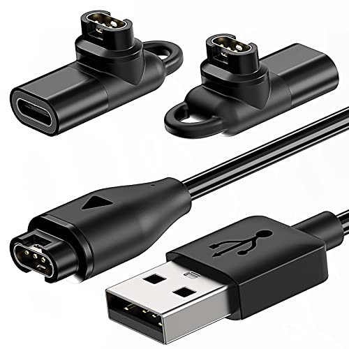MENEEA Ladekabel für Garmin Uhr mit 2×Type-C Adapter, 3.3FT Ladekabel für Garmin Instinct E Fenix 8/7/6//5/E, Forerunner 245/945/55, Instinct 3 MIP/3 AMOLED/2, Vivoactive 4/4S/3, Vivosmart 5, etc