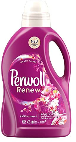 Perwoll Renew Blütenrausch Flüssigwaschmittel (24 Wäschen), Feinwaschmittel für Buntwäsche & Weißes, Color Waschmittel verleiht intensive Frische mit blumigem Duft