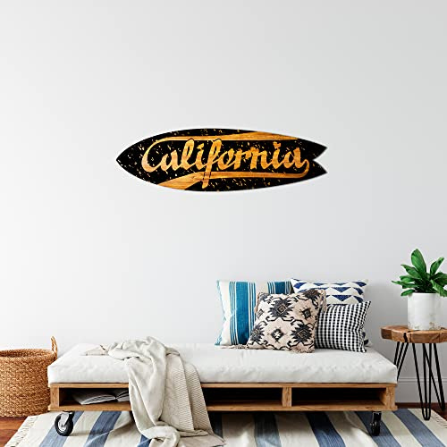 DECLINA, Dekoratives Surfbrett, Wanddekoration, Aluminiumdruck, Wand-Surfbrett, Deko California, 100 x 30 cm