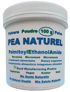 POUDRE 100 g PEA Naturel Palmitoyléthanolamide micronisé de qualité supérieure (= 250 capsules de 400 mg - dosage pour 12 semaines) + mesurette. Également disponible en 25 g