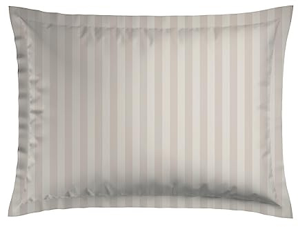CXL by Christian Lacroix - Lot de 1 Oreiller Rectangulaire à Mémoire de Forme + 1 Taie d'oreiller - 50 x 70 cm - Linge de Lit en Satin de Coton - Lavable en Machine à 40°C - Rayure Tissé, Taupe