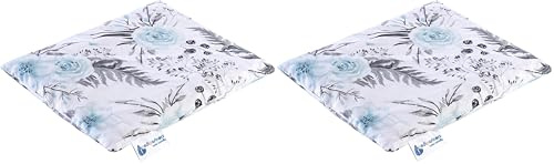 Medi Partners Kirschkernkissen Körnerkissen groß Wärmekissen 500g Rechteck 20x25cm Öko Natur 100% Baumwolle Wärme + Kältetherapie Massagetherapie (Graue Blumen) (Packung mit 2)