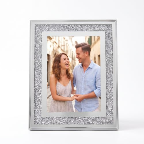 Crushed Crystals Photo Frame Silver Mirrored Jewel Diamante Picture Frame 5x7 Inch