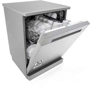 LG DF141FV - Lavavajillas 60 centímetros, capacidad de 14 L, con función QuadWash Direct Drive, Eficiencia D, Color Inox Antihuellas