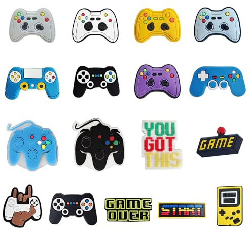 17 spelkontroller skotillbehör, gör-det-själv-skospännen med söta tecknade mönster, avtagbart skotillbehörsset, kreativa Crocs accessoarer, Polyvinylklorid