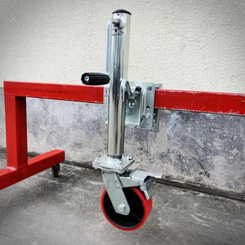 QICBYING Teleskop Stützrad - Schwerlast Anhänger Stützrad, Schwenkbares Anhänger-Stützrad, Schwenkbarer Anhängerheber Zum Heben, Robuste Schwenkhalterung Mit 15cm Abnehmbarem Rad, 540kg Tragfähigkeit