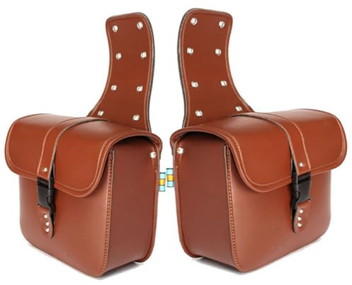 M&Catree 1 Paar Motorrad Satteltaschen Leder PU wasserdichte abnehmba Satteltasche Werkzeugkasten Tankrucksack - Kaffee
