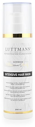 LUTTMANN® Intensive Hair Mask 200 ml - Hair Mask with Organic Argan Oil & Panthenol - Silicone and Paraben-Free - For Real Hair Wigs, Extensions and Own Hair - Made in Germany & Dermatologically