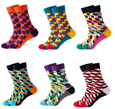 JXCTNNU Calze 6 Paia Unisex Calzini Arte Calze Colorate Fantasia Uomo Donna Calzini Pacchi Cotone, Taglia Unica