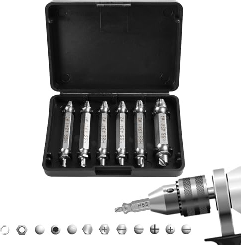 6 Stück Schraubenausdreher Set, Beschädigte Schraube Entferner Extraktor Set 4341 HSS Stahl zum Entfernen leicht beschädigter Schrauben für jeden Handwerker