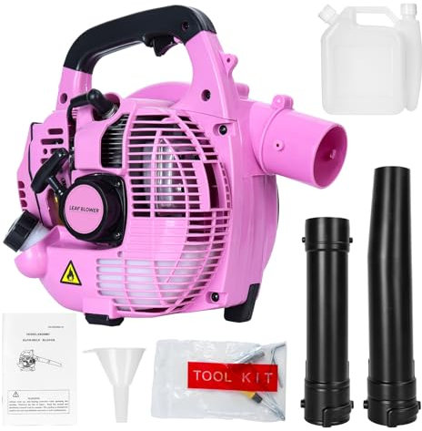 Washranp Soffiatore a benzina da 26 cc, soffiatore leggero e portatile, soffiatore a benzina da giardino senza fili, per la cura del prato, la neve e la pulizia del cortile, rosa