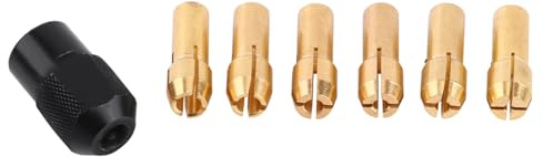 6-teiliges Messing-Spannzangenhülsen-Set, 1 mm bis 3,2 mm Aufnahmekapazität, M8 x 0,75 mm Kappe, robuste schwarze Kappe aus Kohlenstoffstahl, schnelles Spannen für
