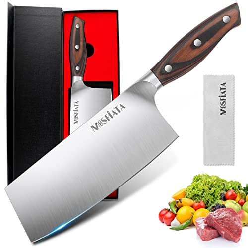MOSFiATA 8 Inch Chef Knife, Sharp Chinese Chef Knife Professional Kitchen Knives, High Carbon German Stainless Steel Japanese Chopping Cooking Vegetable Knife Ergonomic Handle Gift for Men Women