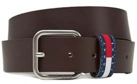 Tommy Jeans Uomo Cintura Ryan 3,5 cm Cintura in Pelle, Marrone (Dark Brown), 85 cm