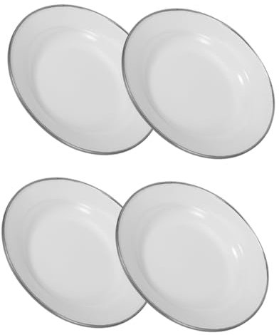 CATIEBYE 4stücke Teiliges Aus Emaille Weiß Für Vorspeisen Obst Desserts Leicht Zu Reinigen Robustes Material Dekorativer Teller Serviertablett Für Snacks