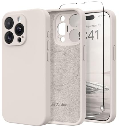 SuydanBox Magnetische Hülle für iPhone 12 Pro Max, kompatibel mit MagSafe, [Vollständiger Kameraschutz] [Displayschutzfolie] Stoßfeste Silikon-Schutzhülle für iPhone 12 Pro Max 6,7 Zoll, Stein