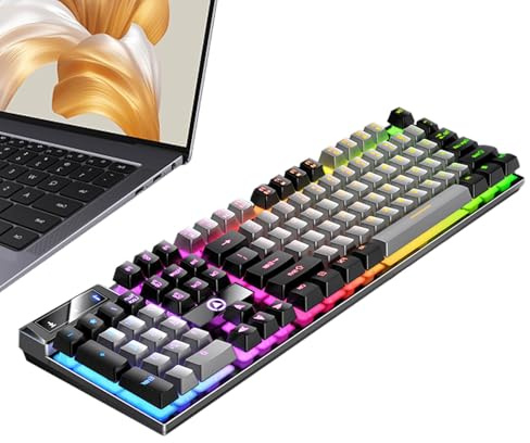 Clavier à Sensation mécanique 104 Touches – Clavier mécanique Lumineux | Clavier de Jeu pour Joueurs sur PC, Clavier d'ordinateur de Bureau avec Conception Ergonomique pour Travailler et Jouer