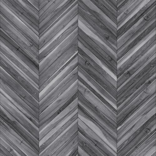 Autoadesivo, effetto legno, a spina di pesce, per pavimenti in PVC, impermeabile, durevole, per soggiorno, camera da letto, ufficio, 60 x 1000 cm, grigio scuro