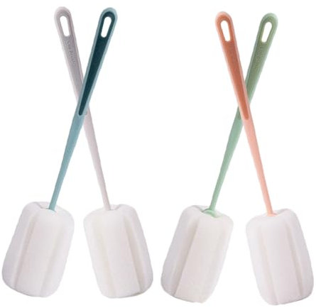 Alipis 4pcs Long Handle Sponge Cup Brush Bowl Erasers Bathroom Electric Brush Flask Electric Brushes Limescale Bottle Cleaning Brush Water Bottle Brush Pp