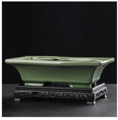 Macetas pequeñas para suculentas con drenaje Maceta rectangular for flores con grieta de hielo, contenedor de plantas de cerámica, maceta china for flor de escritorio Macetas suculentas de cerámica