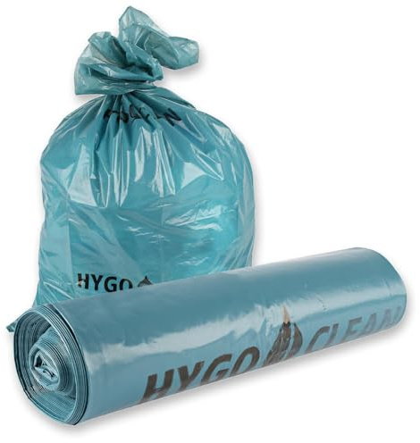 90 Stück Hygoclean Müllsäcke Light, 240 l | LDPE, Rolle, blau, L: 135cm, B: 115cm, 40my, Müllsäcke, Abfallsack, Mülltüten