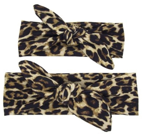 Hrlace 1 lot de bandeaux pour bébé et maman - Bandeau turban pour bébé et fille - Bandeau élastique - Motif léopard