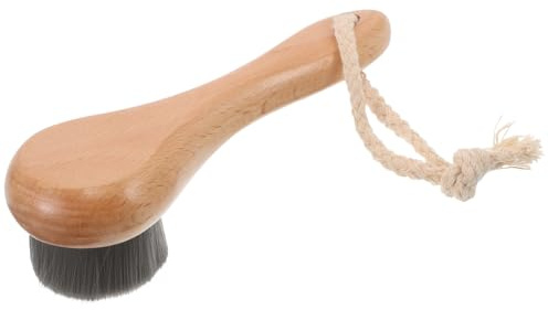 Gesichtsreinigungsbürste mit Holzgriff, Lange Nano Faser, Braun | Trockenbürsten für Reisen und Geschäftsreisen, Sanfte Massage, Tiefenwirksame Reinigung, für Frauen