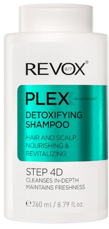 REVOX B77 - Plex Detoxifying Shampoo Paso 4D, 260 ml, Champú Detox con Carbón, Fortalece y Purifica el Cabello, Elimina Suciedad, Grasa y Productos de Peinado, Nutre y Revitaliza los Mechones