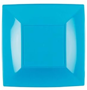 VARZI Lot de 15 assiettes creuses en plastique carrées 8 cm 1956 (Azur)