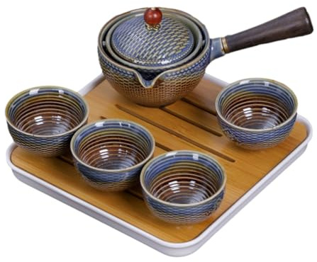 AUTSUPPL Tetera Giratoria De Cerámica Kit De Té para Preparar Té Juego De Taza y Tetera Diseño Moderno Práctico para y Hogar