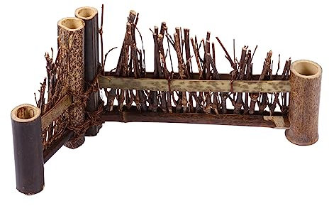 SOLUSTRE Handgefertigter Kleiner Holz-zierzaun Im Japanischen Stil Faltbares Dekorationsornament Für Mikro-landschaften Tischdekoration Hochwertiges Holzdisplay