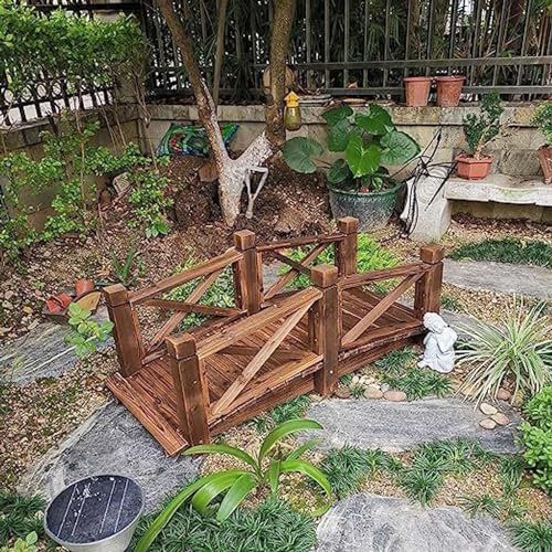Pont d'étang en Arc de Bois, passerelle d'aménagement paysager pour Jardin et Cour avec Double Garde-Corps, Pont Rustique pour Petit ruisseau, canaux et Basses Terres boueuses