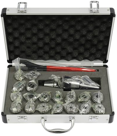19pcs Spring Collets Set Clamps CNC Tool Collet Chuck for Milling Tool for Milling, Boring, Drilling, Wiretapping, Suitable for MT2 Tail Hole, 2-20mm, Collet Type ER32