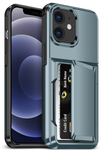 Vofolen for iPhone 12 Case Card Holder Phone Case for iPhone 12/12 Pro-Navy | Military Grade Heavy Duty Shockproof Protective Cover Hard PC Soft TPU Card Slot Wallet Case for iPhone 12/12 Pro Phone Case