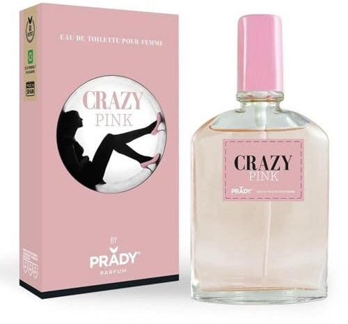 Prady – Eau de Toilette Crazy Pink 90ml – Fragancia femenina divertida y juvenil con notas dulces y florales – Aroma moderno, chispeante y duradero – Ideal para uso diario y estilo atrevido