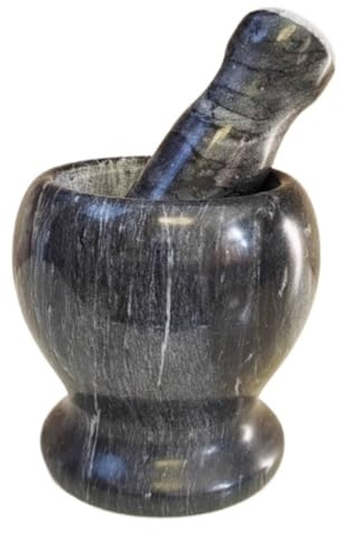 AMYSTY Mortier Pilon Cuisine pour Herbes Marteau À Ail, Mortier en Pierre, Presse-ail, Broyeur Manuel, Ensemble De Pilon De Cuisine À Domicile Ustensiles De Cuisine(Black)
