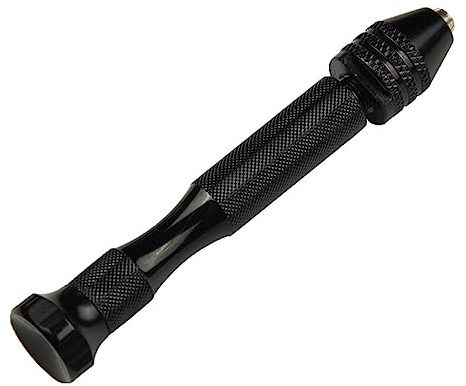 DIYEAH Trapano di Precisione Nero con Mandrino Regolabile in Lega di Alluminio per Modellismo e Hobby, Mini Strumento Manuale per Foratura Accurata su Cera D'api e Acrilico