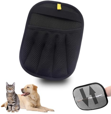 Upgrade Pet Hair Remover Gloves, Fur Magnetic Glove for Cats and Dogs, Reusable Double-Sided Pet Hair Remover for Daily Care (Black, Pack of 1)