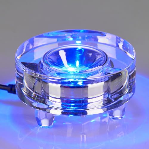 Zerelys Display Multicolor LED Light Base for 3D Crystal Glass Art, Acrylic, Figurines, 7 Color Changing Base, USB Powered (Round)
