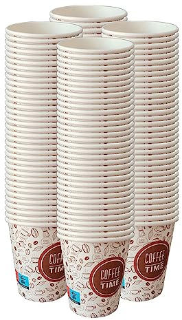 AC ALL CATERING Vasos Desechables de Café Para Llevar - Vasos Cartón para Servir el Café, el Té, Bebidas Calientes y Frías (7 oz - 200 ml, Decorado) - Caja de 1.000 vasos