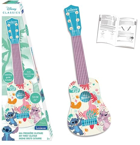 Lexibook, Disney Stitch, Ma première Guitare pour Enfant, 6 Cordes en Nylon, 53 cm, Guide Inclus, Bleu, K200DLXB